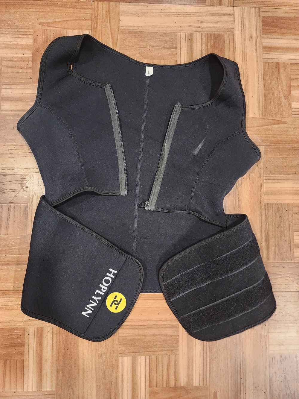 Black Neoprene Waist Trainer Vest with Adjustable Velcro Panels